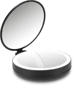 Navaris 1x/5x Vergrotende Make-up Spiegel - Compacte Opvouwbare Kap- En Reisspiegel - Led-verlichte Dubbelzijdige Make-upspiegel - Zwart -Cosmetic Verkoop 1023x1200