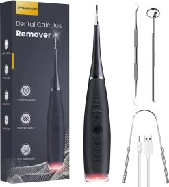 DynaBright Elektrische Tandsteen Verwijderaar - 5 Standen - 5 Delig - Incl. Professionele Tandarts Set - Tandplak - Zwart - Tong Schraper - USB - Tand Verzorging