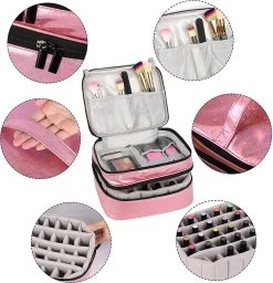 YONO Nagellak Tas - Nagelkoffer Beautycase - Cosmetica Koffer - Manicure Organizer - Roze -Cosmetic Verkoop 1160x1200