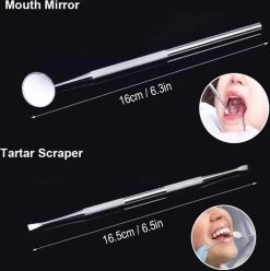Compleet Tandarts Setje –4 Stuks Tandsteenhaakje – Tandartshaakje - Mondspiegel – Tandarts Gereedschap – Mondverzorging – Stainless Steel -Cosmetic Verkoop 1195x1200 6