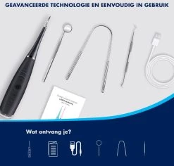 DynaBright Elektrische Tandsteen Verwijderaar - 5 Standen - 5 Delig - Incl. Professionele Tandarts Set - Tandplak - Zwart - Tong Schraper - USB - Tand Verzorging -Cosmetic Verkoop 1200x1148 3