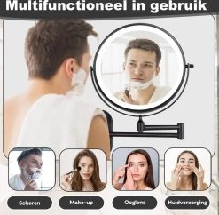 Make Up - Spiegel - Led Verlichting - 10X Vergroting - 3 Lichtstanden - Wandspiegel Rond - Badkamer - Mat Zwart - Draadloos -Cosmetic Verkoop 1200x1174 1