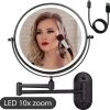 Make Up - Spiegel - Led Verlichting - 10X Vergroting - 3 Lichtstanden - Wandspiegel Rond - Badkamer - Mat Zwart - Draadloos -Cosmetic Verkoop 1200x1191