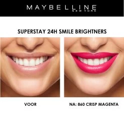 Maybelline SuperStay 24H Smile Brighters Lippenstift - 860 Crisp Magenta - Roze - Langhoudend -Cosmetic Verkoop 1200x1196
