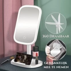 HighHome - Make Up Spiegel Met Led Verlichting - Inclusief 10x Spiegel - 3 Warmtes - 360 °C Draaibaar -Cosmetic Verkoop 1200x1200 1