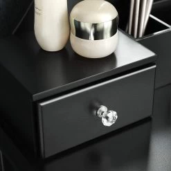 Merkloos Kaptafel, Kaptafel Met Grote Spiegel Zonder Frame, Toilettafel, Kaptafel, Voor Make-up, Gewatteerde Kruk, 5 Laden, Verplaatsbare Opbergdoos, Zwart RDT25BK -Cosmetic Verkoop 1200x1200 111