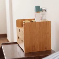 Merkloos Decopatent® Luxe Make-up Organizer Met 3 Lades - Cosmetica Organizer Make Up Met Schuiflade Bamboe Hout - Cosmeticahouder - Toren -Cosmetic Verkoop 1200x1200 152