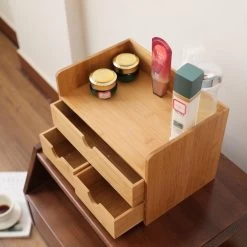 Merkloos Decopatent® Luxe Make-up Organizer Met 3 Lades - Cosmetica Organizer Make Up Met Schuiflade Bamboe Hout - Cosmeticahouder - Toren -Cosmetic Verkoop 1200x1200 153