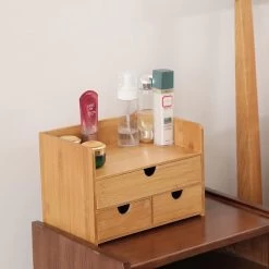 Merkloos Decopatent® Luxe Make-up Organizer Met 3 Lades - Cosmetica Organizer Make Up Met Schuiflade Bamboe Hout - Cosmeticahouder - Toren -Cosmetic Verkoop 1200x1200 154