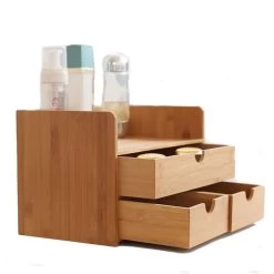 Merkloos Decopatent® Luxe Make-up Organizer Met 3 Lades - Cosmetica Organizer Make Up Met Schuiflade Bamboe Hout - Cosmeticahouder - Toren -Cosmetic Verkoop 1200x1200 155