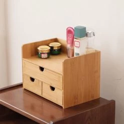 Merkloos Decopatent® Luxe Make-up Organizer Met 3 Lades - Cosmetica Organizer Make Up Met Schuiflade Bamboe Hout - Cosmeticahouder - Toren -Cosmetic Verkoop 1200x1200 157