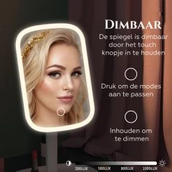 HighHome - Make Up Spiegel Met Led Verlichting - Inclusief 10x Spiegel - 3 Warmtes - 360 °C Draaibaar -Cosmetic Verkoop 1200x1200