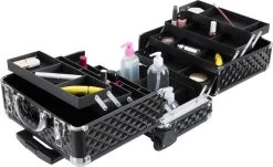 Dreamble Make-up Koffer - Make-up Trolley - Zwart - Rijdbaar - Met Wieltjes - Compact - 8 Vakken - Met Slot - 2 Sleutels -Cosmetic Verkoop 1200x732