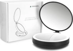 Navaris 1x/5x Vergrotende Make-up Spiegel - Compacte Opvouwbare Kap- En Reisspiegel - Led-verlichte Dubbelzijdige Make-upspiegel - Zwart -Cosmetic Verkoop 1200x847 1