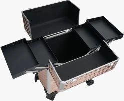 Koffer Gouden Kleur | Beautycase / Beautykoffer / Trolley Van Aluminium - 8 Wielen - Kapper Koffer - Tattoo Koffer - Nagel Koffer - Make-up Koffer -Cosmetic Verkoop 1200x979