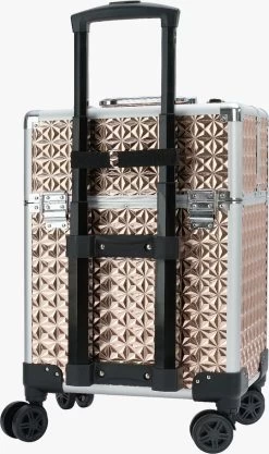 Koffer Gouden Kleur | Beautycase / Beautykoffer / Trolley Van Aluminium - 8 Wielen - Kapper Koffer - Tattoo Koffer - Nagel Koffer - Make-up Koffer -Cosmetic Verkoop 711x1200