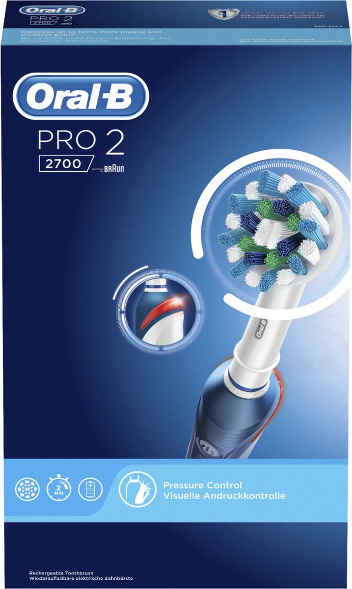 Oral B Oral-B Pro 2 2700 CrossAction - Elektrische Tandenborstel - Blauw, Wit 12 Oral B Oral-B Pro 2 2700 CrossAction - Elektrische Tandenborstel - Blauw, Wit - Afbeelding 10