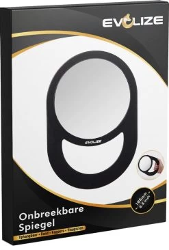 Evolize Onbreekbare Spiegel Met Handvat - Ø 16,5 Cm - Ophangbaar - Rond - Handspiegel - Kappersspiegel - Reisspiegel - Make Up - Afmeting: 28 X 19 Cm - Zwart -Cosmetic Verkoop 809x1200