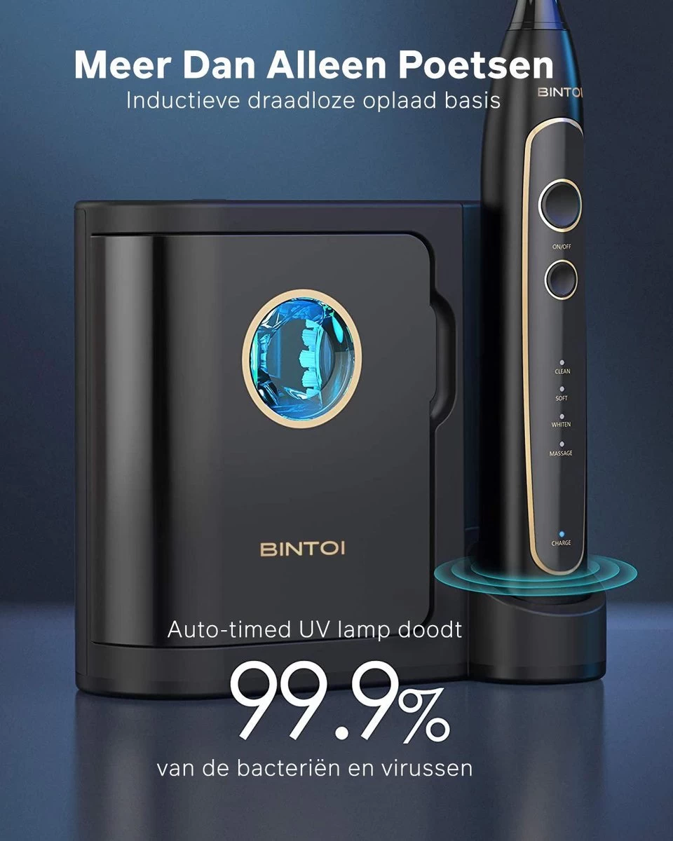 Bintoi® ISonic UV D600 - Elektrische Tandenborstel Met UV-Sterilisator 6 Bintoi® ISonic UV D600 - Elektrische Tandenborstel Met UV-Sterilisator - Afbeelding 4